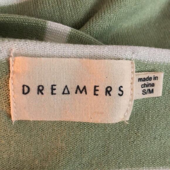 Dreamers green white striped viscose v neck tunic pullover sweater small medium - Picture 3 of 4